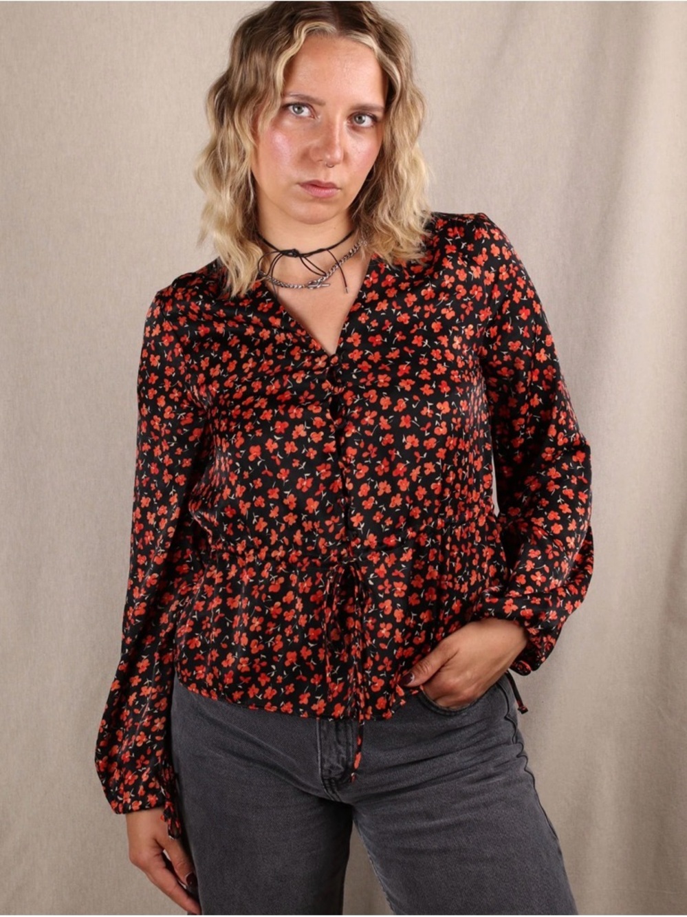 Mango Satin Blouse Size 6
